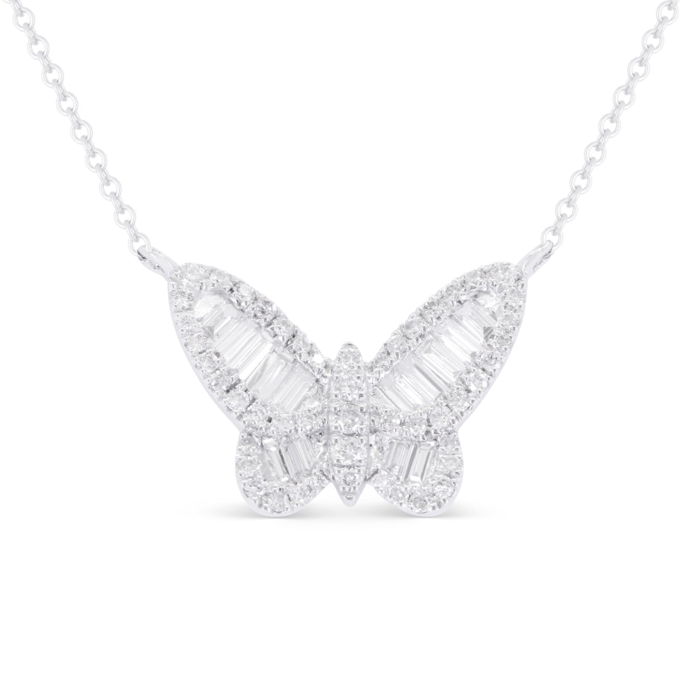 Madison L 14K White Gold Diamond Butterfly Necklace - style N1681W