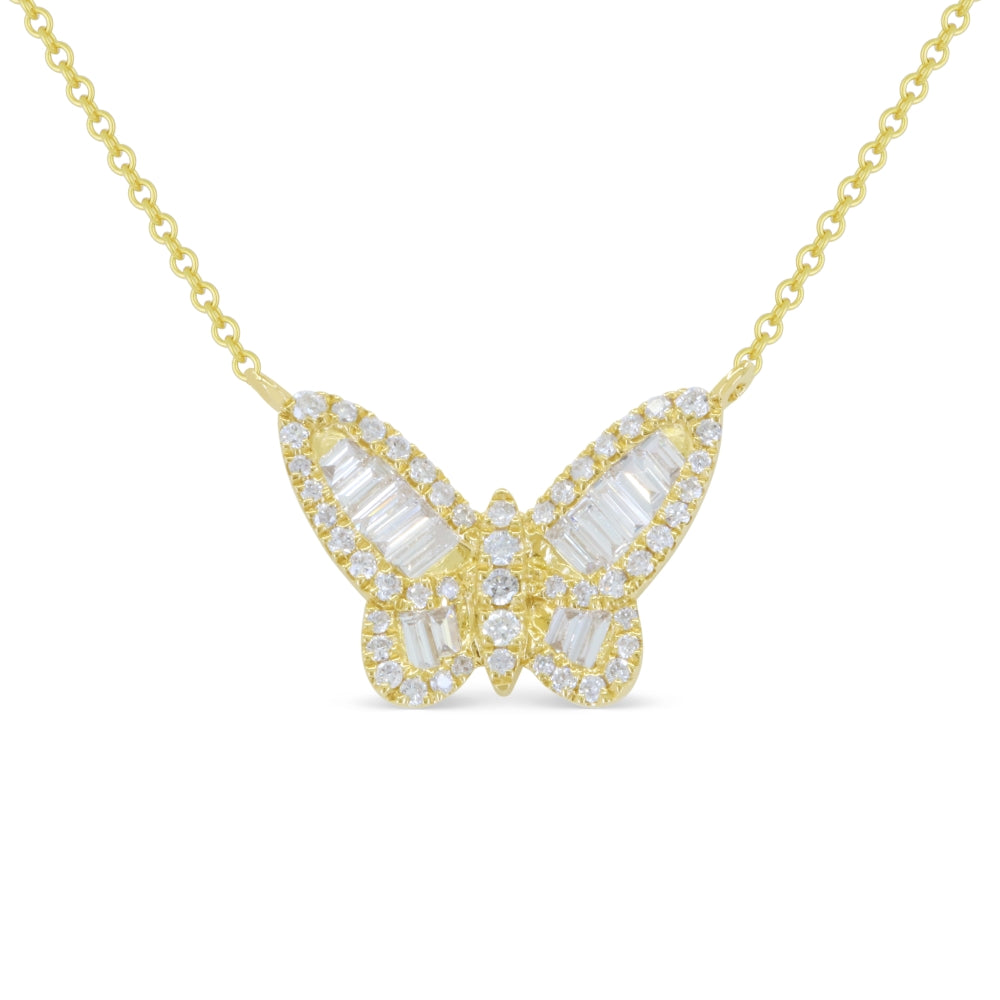 Madison L 14K Yellow Gold Diamond Butterfly Necklace - style N1681Y