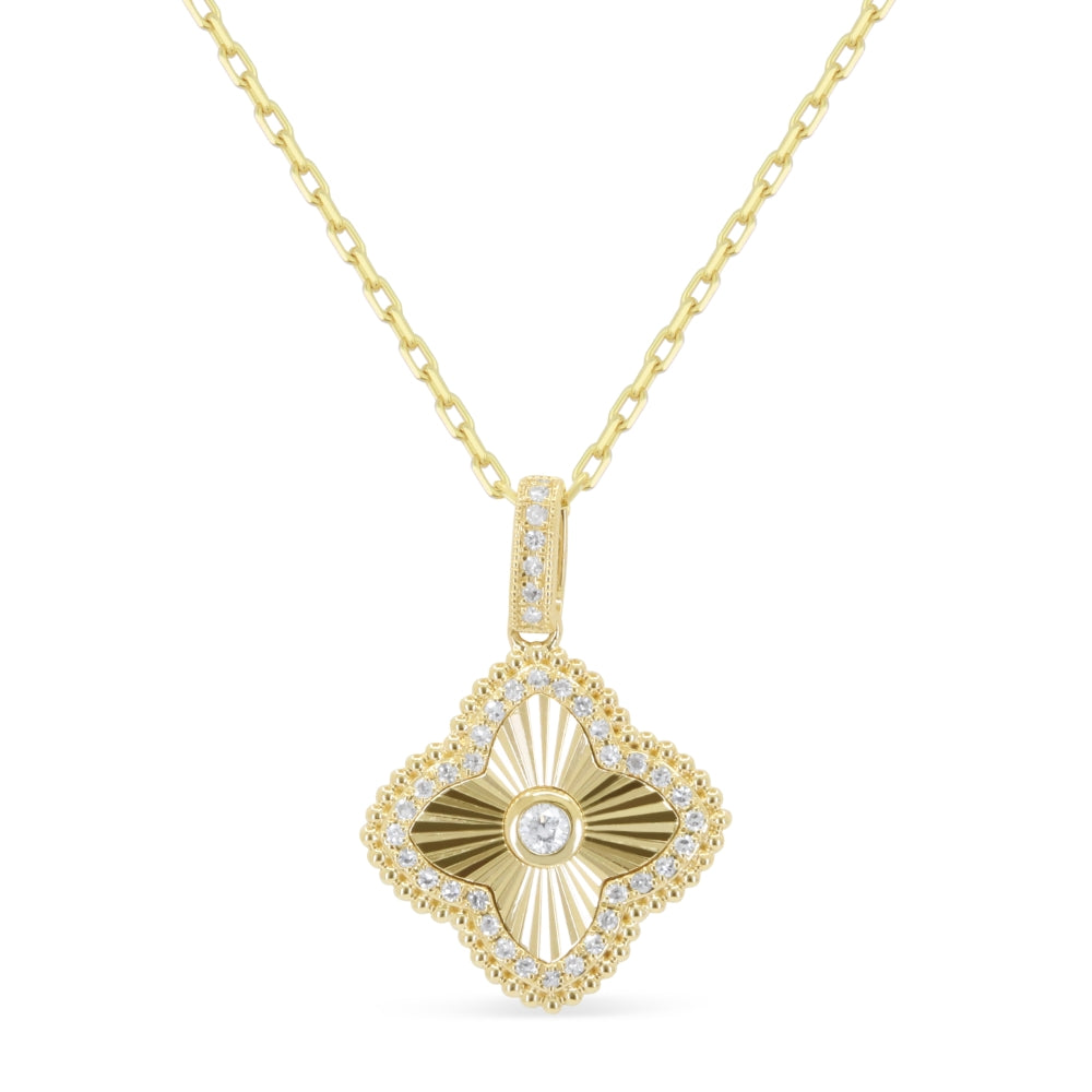 Madison L 14K Yellow Gold Diamond Flower Pendant - style N1699Y