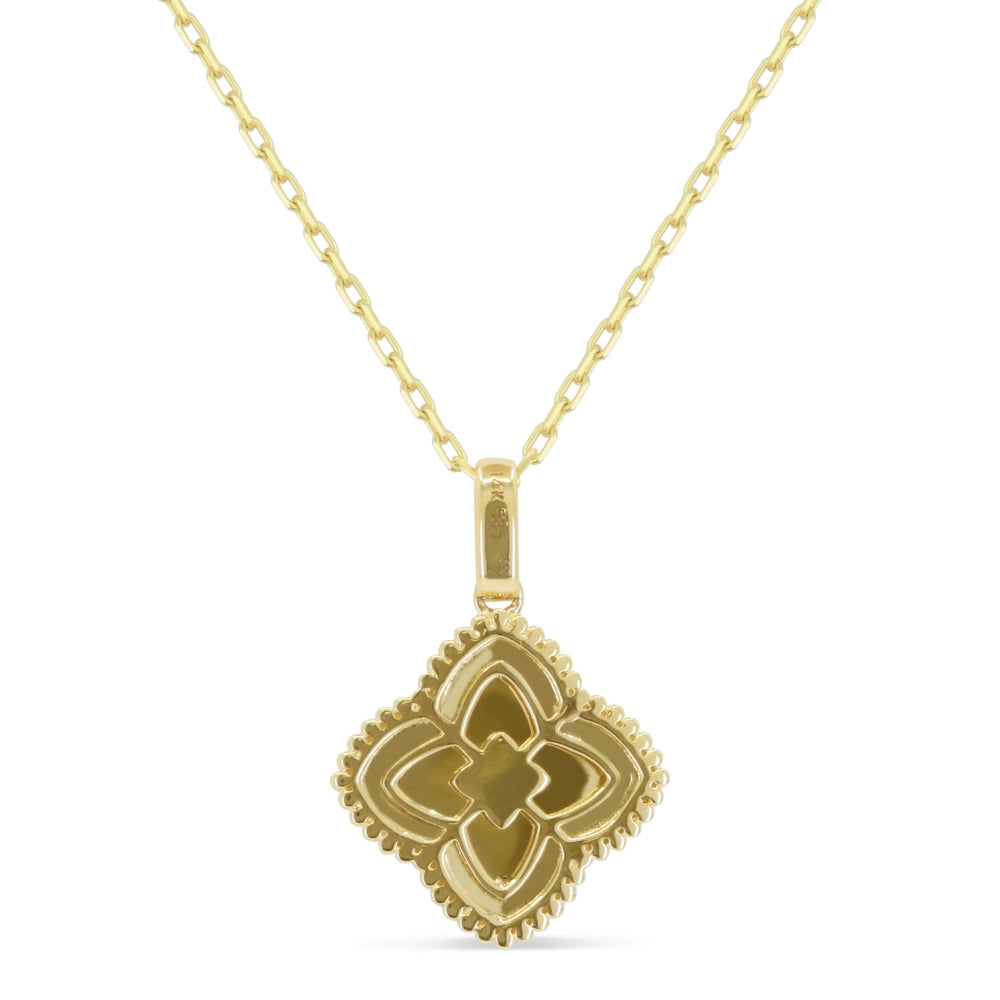 N1699 - 14K Yellow Gold Diamond Flower Pendant