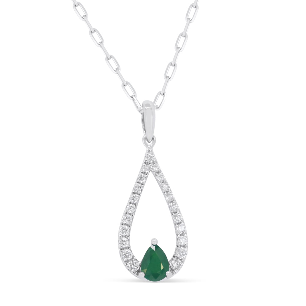 Madison L 14K White Gold Emerald Flower Pendant - style N1700EMW