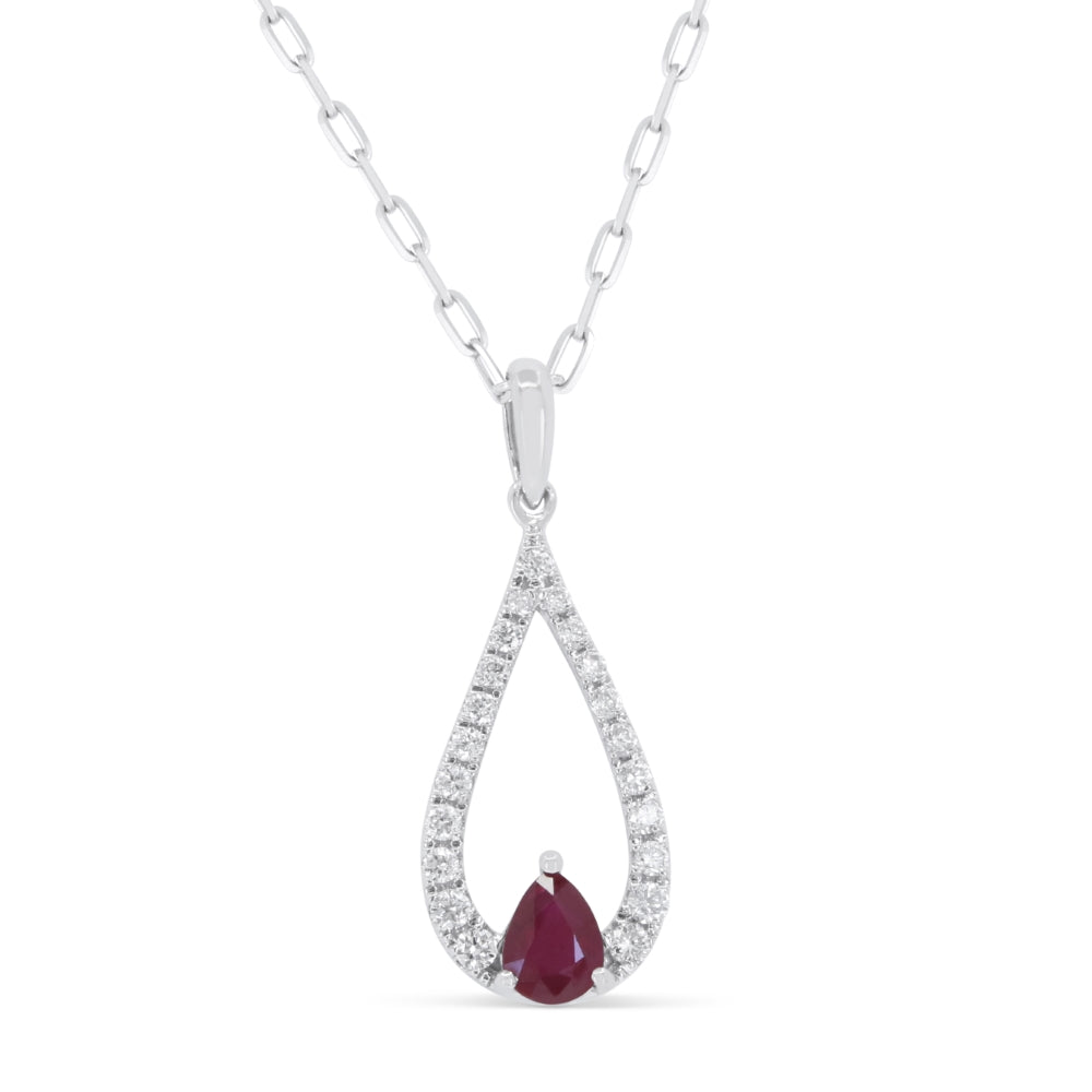 Madison L 14K White Gold Ruby Flower Pendant - style N1700RUW