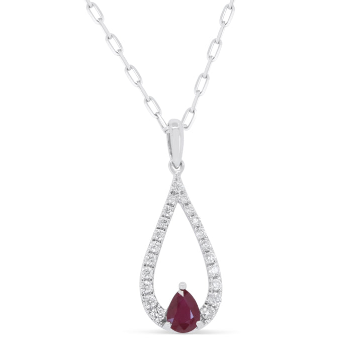 Madison L 14K White Gold Ruby Flower Pendant - style N1700RUW