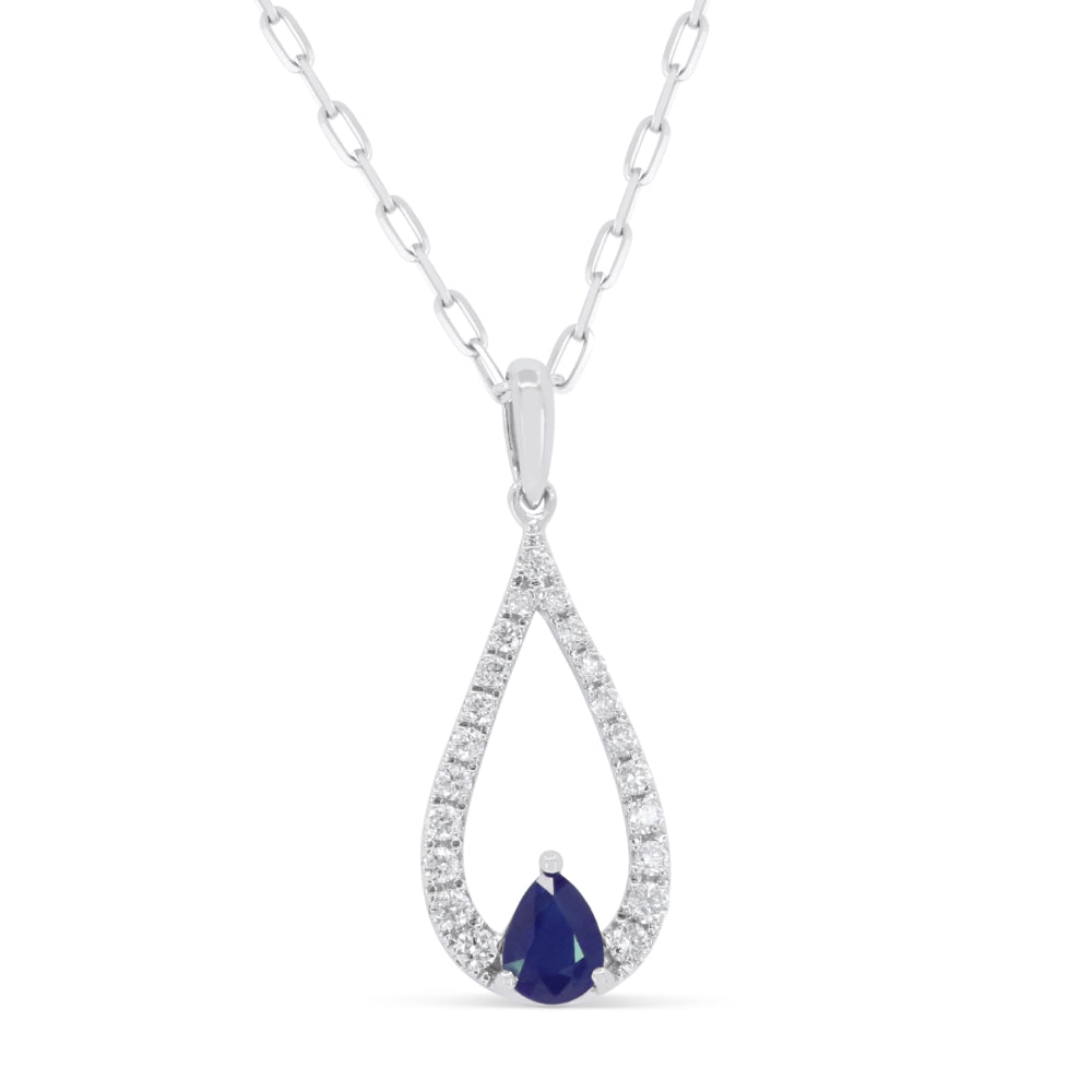 Madison L 14K White Gold Sapphire Flower Pendant - style N1700SAW
