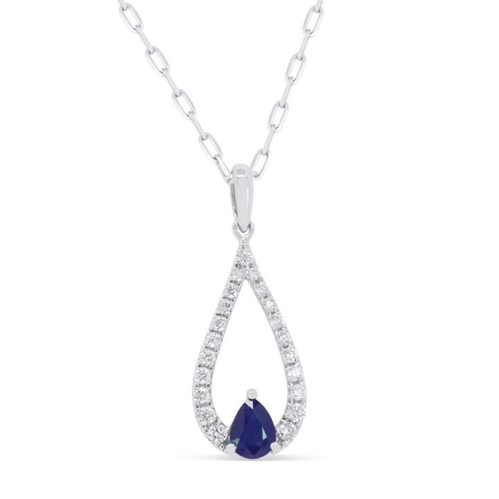Madison L 14K White Gold Sapphire Flower Pendant - style N1700SAW