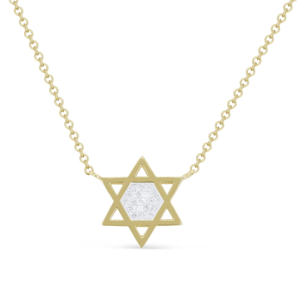 Madison L 14K Yellow Gold Diamond Jewish Star Necklace - style N1701Y