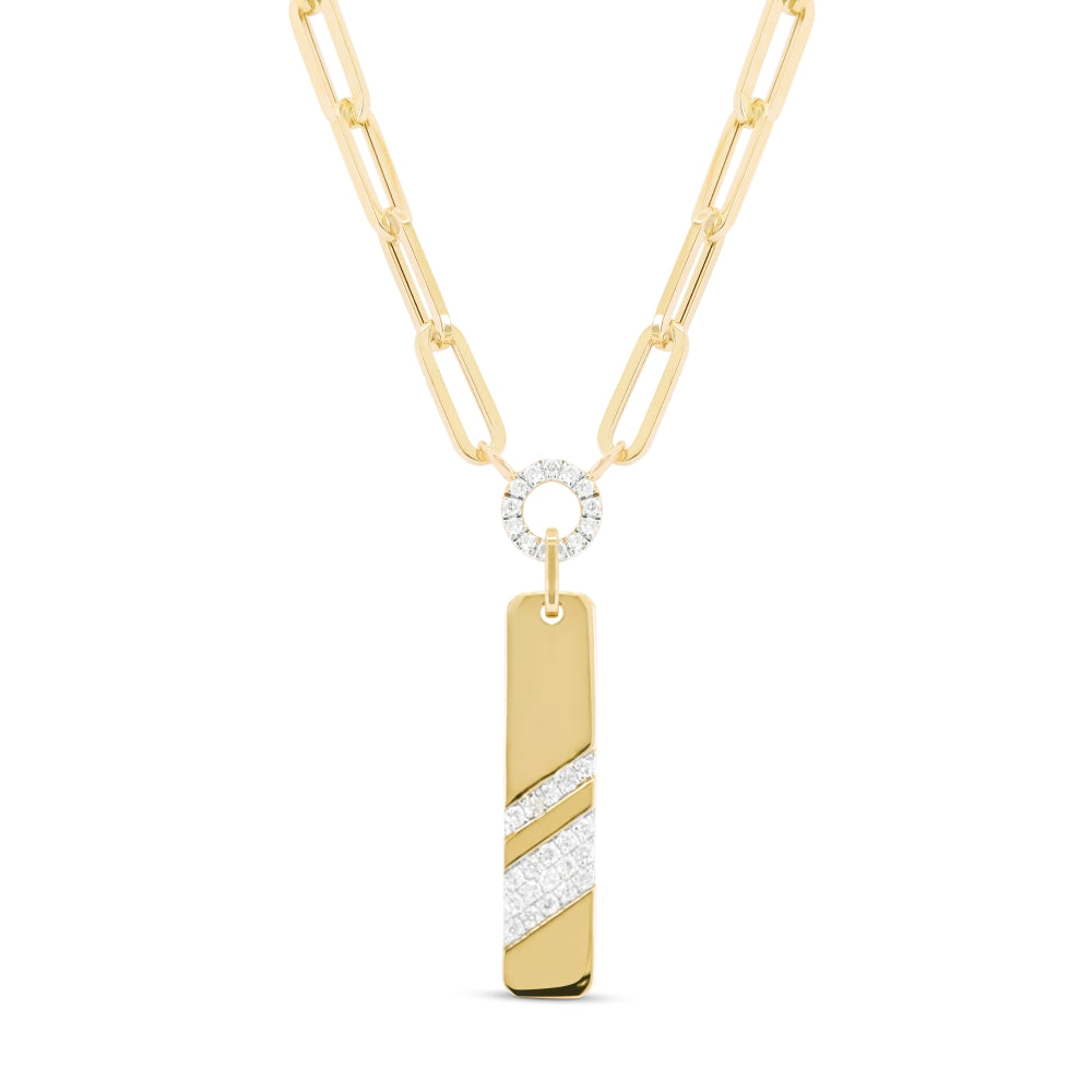 Madison L 14K Yellow Gold Diamond Rectangle Necklace - style N1706Y