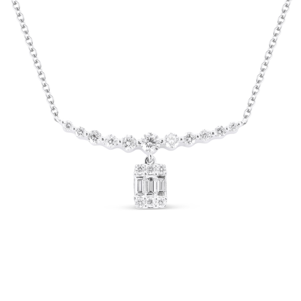 Madison L 14K White Gold Diamond Cushion Necklace - style N1707W