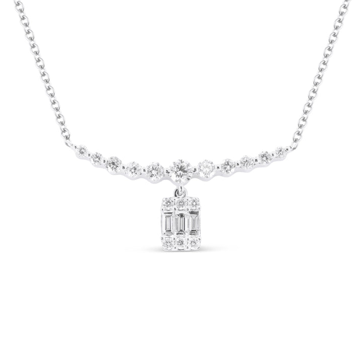 Madison L 14K White Gold Diamond Cushion Necklace - style N1707W