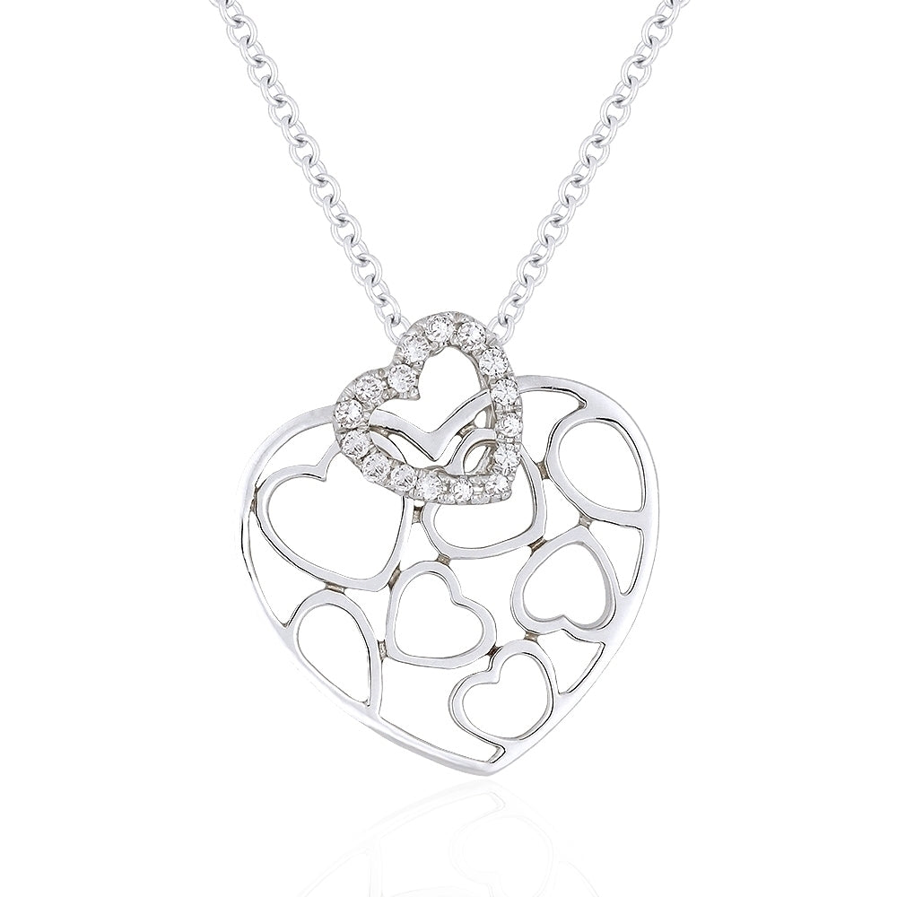 Madison L 14K White Gold Diamond Heart Pendant - style N1711W