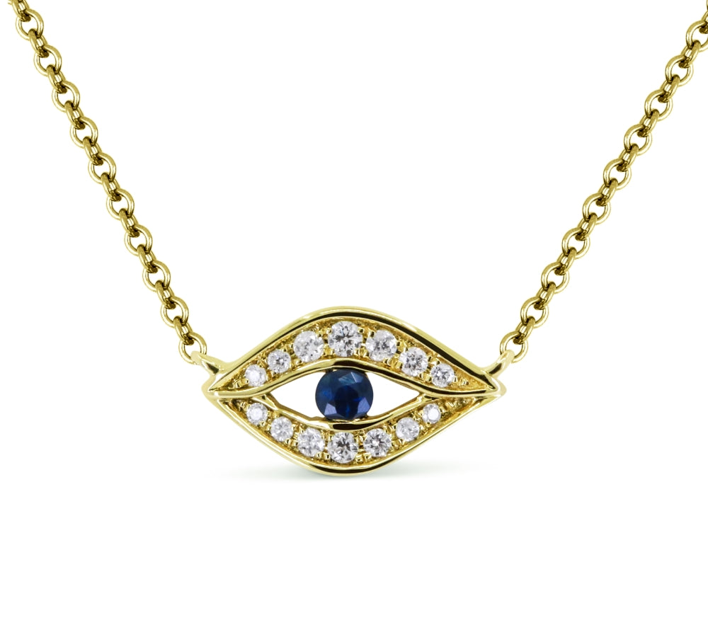 Madison L 14K Yellow Gold Sapphire Evil Eye Necklace - style N1721SAY