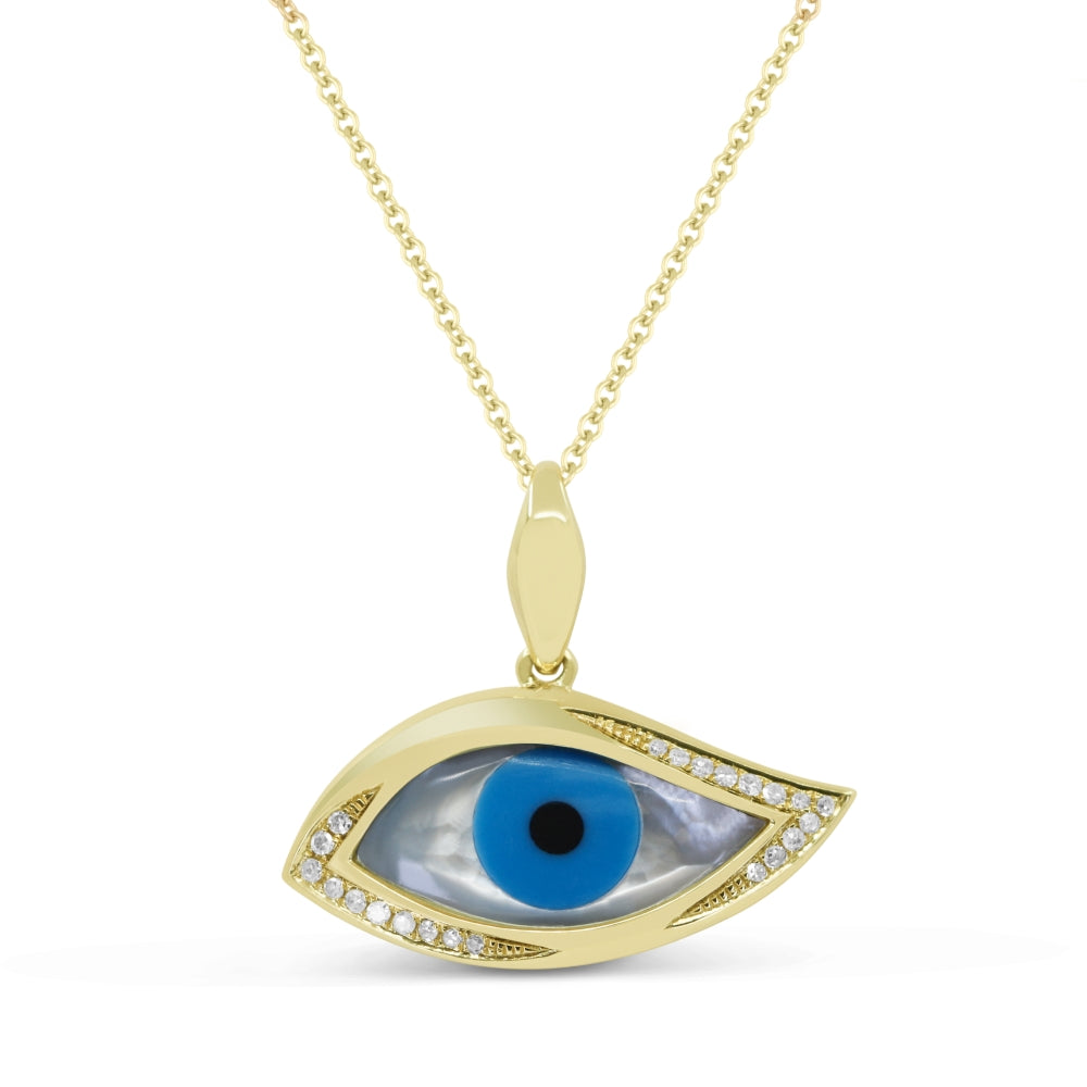 Madison L 14K Yellow Gold Mother of Pearl Evil Eye Pendant - style N1727MOPY