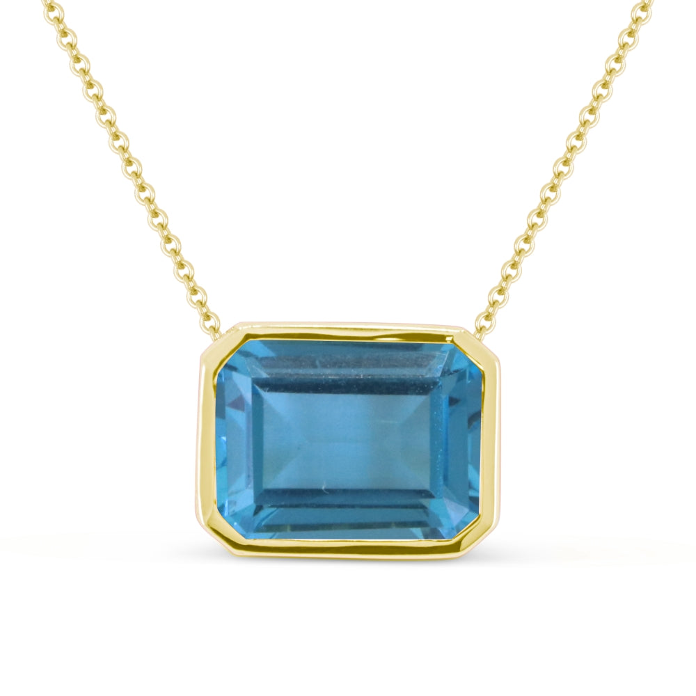Madison L 14K Yellow Gold Swiss Blue Topaz Rectangle Pendant - style N1734SWBTY