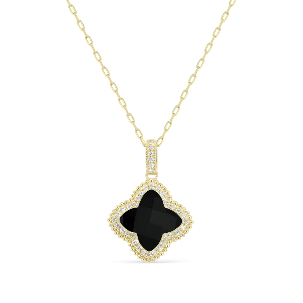 Madison L 14K Yellow Gold Black Onyx Flower Pendant - style N1741BOY