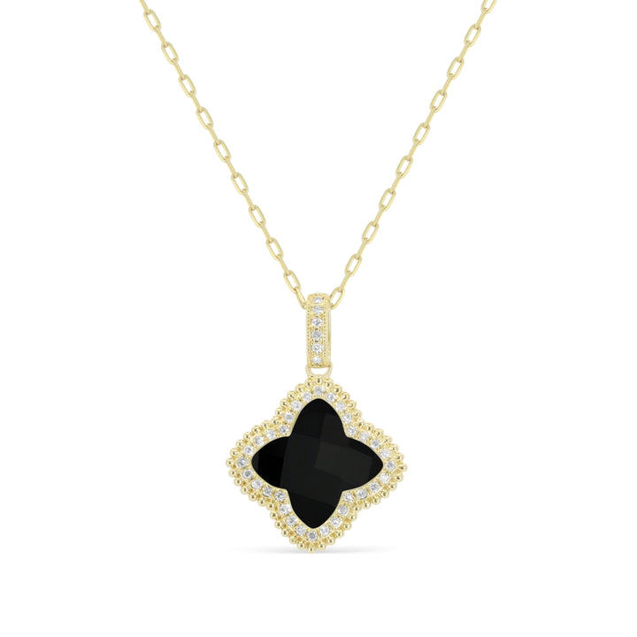 Madison L 14K Yellow Gold Black Onyx Flower Pendant - style N1741BOY