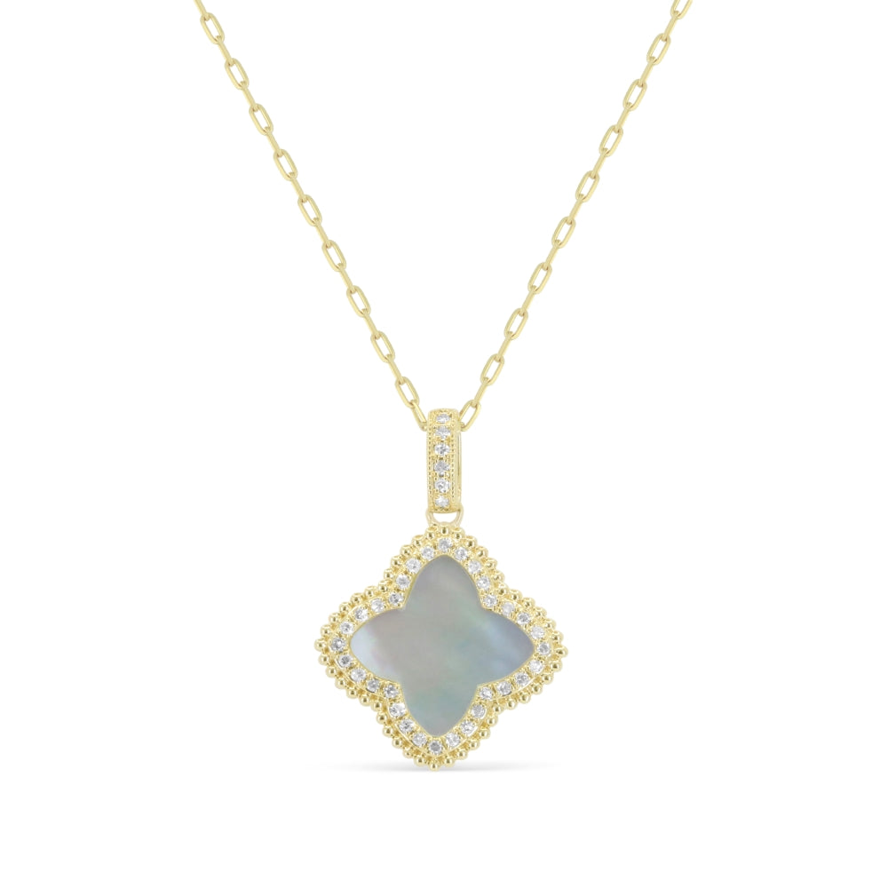 Madison L 14K Yellow Gold Mother of Pearl Flower Pendant - style N1741MOPY