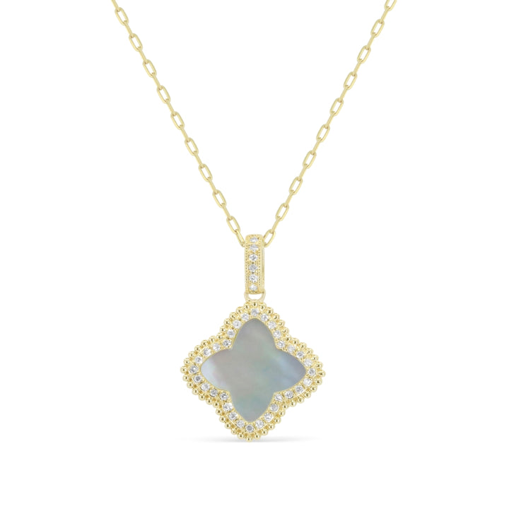 Madison L 14K Yellow Gold Mother of Pearl Flower Pendant - style N1741MOPY