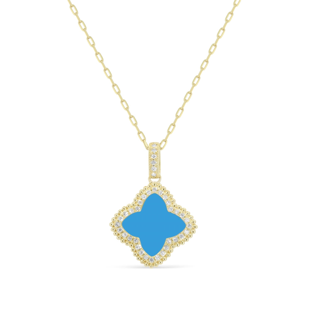 Madison L 14K Yellow Gold Turquoise Flower Pendant - style N1741TQY