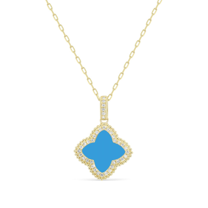 Madison L 14K Yellow Gold Turquoise Flower Pendant - style N1741TQY