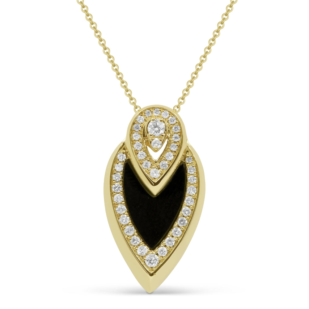 Madison L 14K Yellow Gold Black Onyx Pear Pendant - style N1746BOY