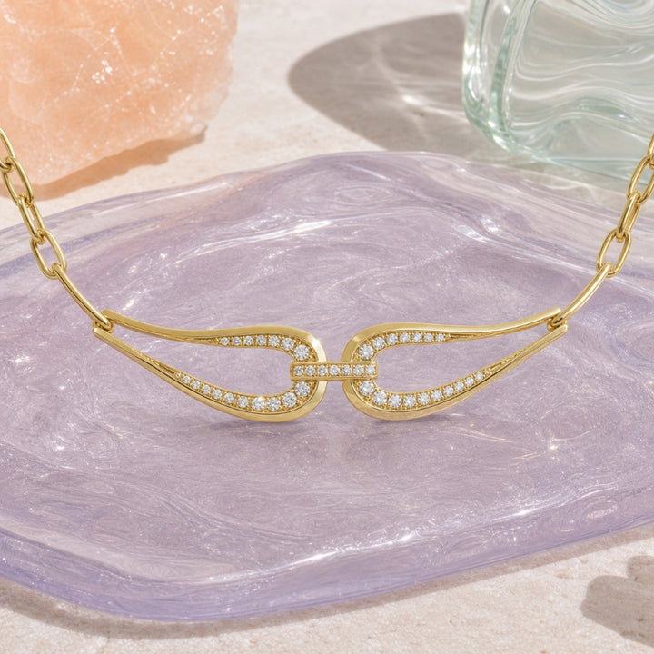 N1747 - 14K Yellow Gold Diamond Bar Necklace