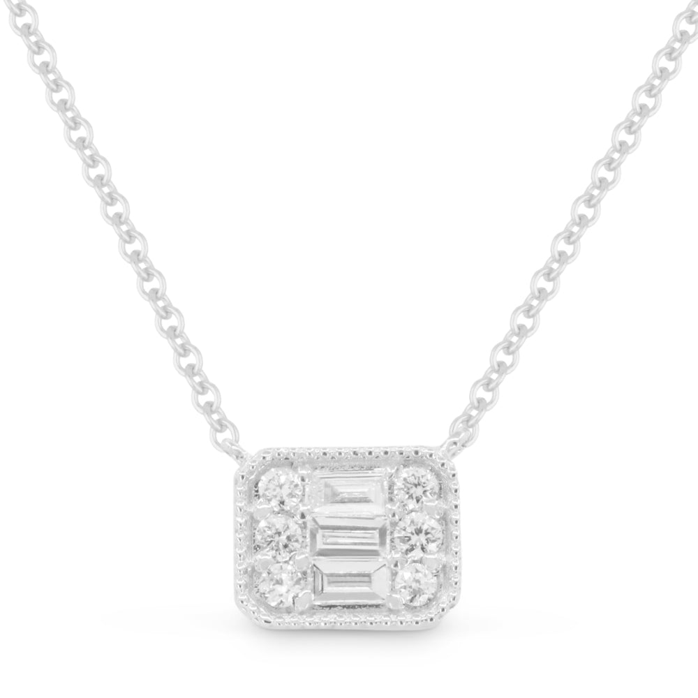 Madison L 14K White Gold Diamond Rectangle Necklace - style N1749W
