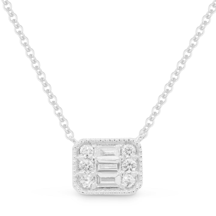 Madison L 14K White Gold Diamond Rectangle Necklace - style N1749W