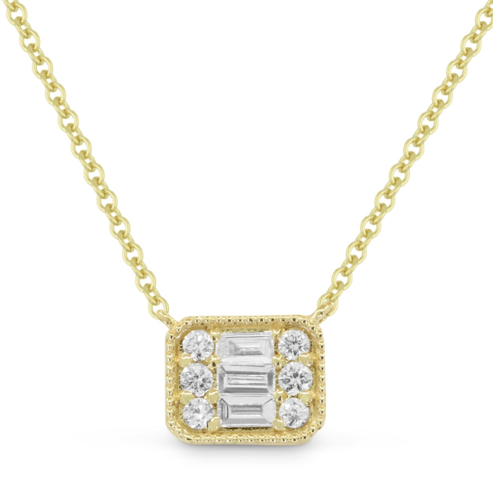 Madison L 14K Yellow Gold Diamond Rectangle Necklace - style N1749Y