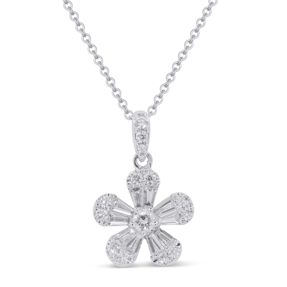 Madison L 14K White Gold Diamond Flower Pendant - style N1767W