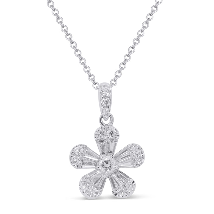 Madison L 14K White Gold Diamond Flower Pendant - style N1767W