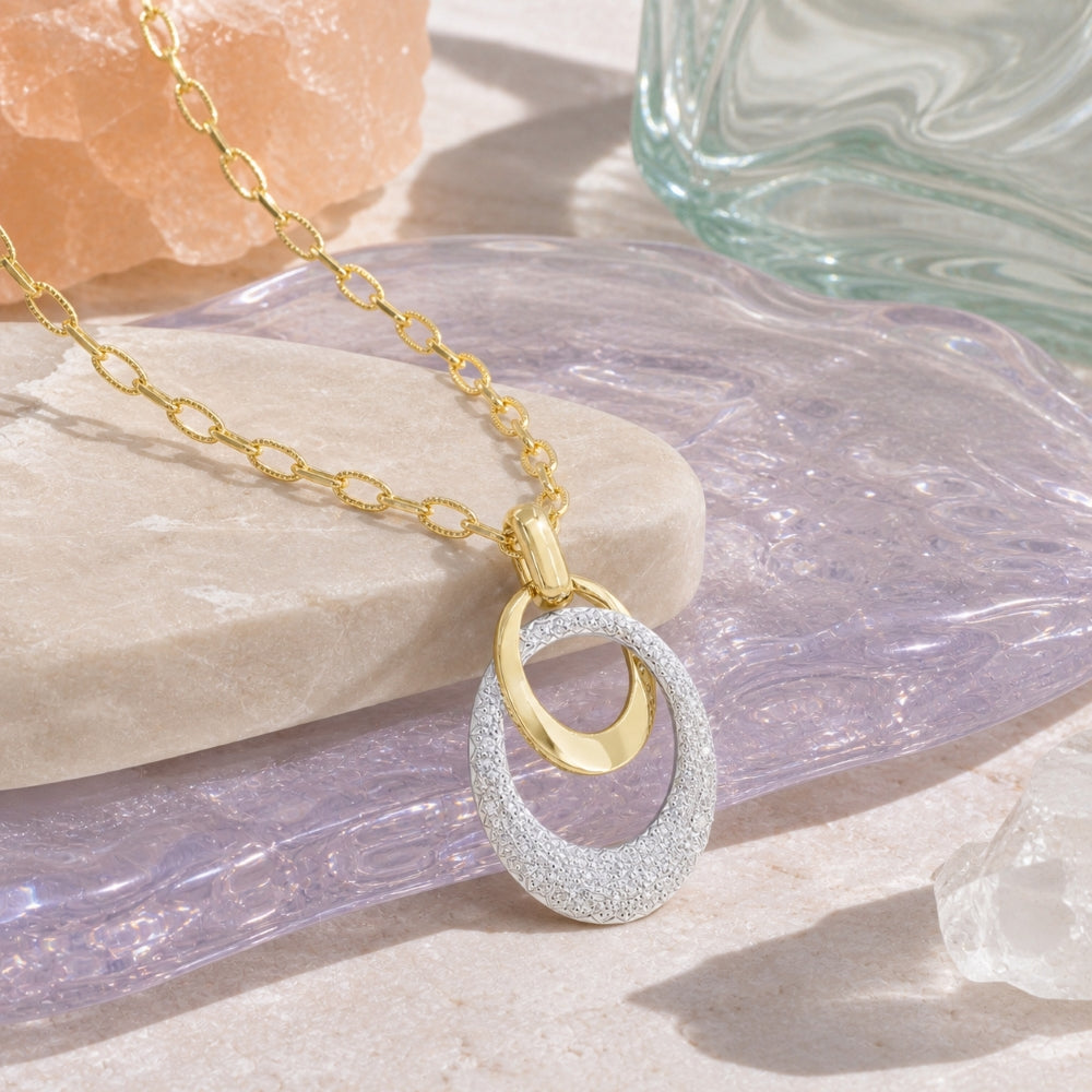N1769 - 14K Two Tone Gold Diamond Pendant
