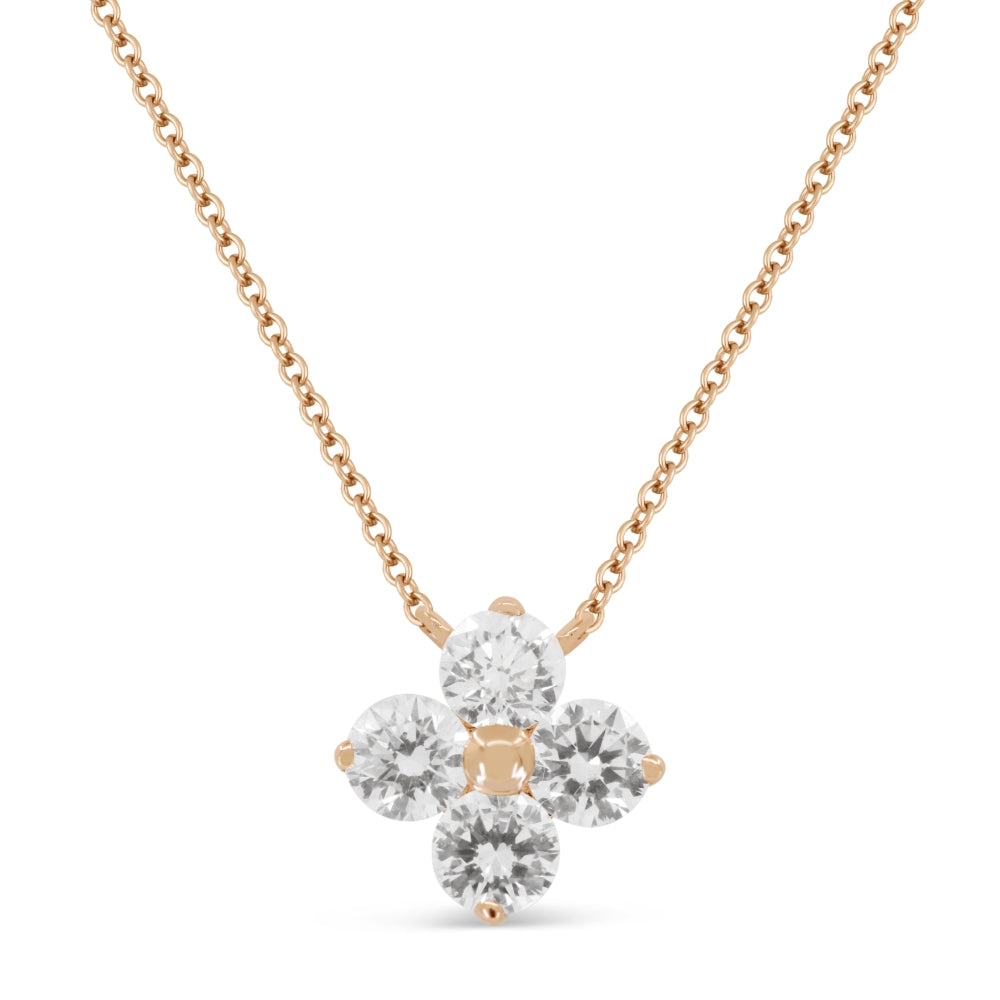 Madison L 14K Rose Gold Diamond Flower Necklace - style N1771P