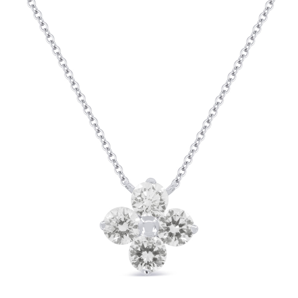Madison L 14K White Gold Diamond Flower Necklace - style N1771W