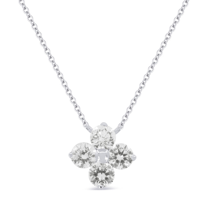 Madison L 14K White Gold Diamond Flower Necklace - style N1771W