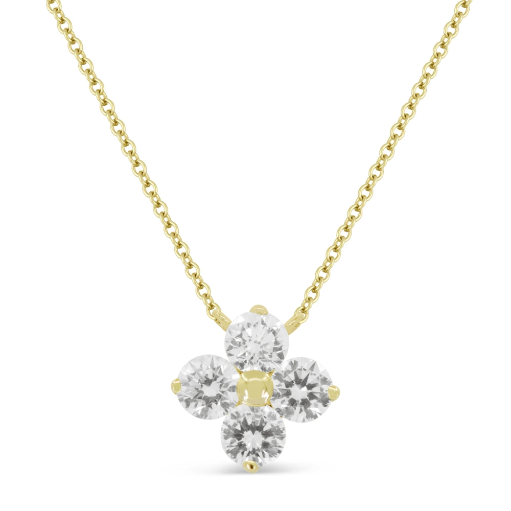 Madison L 14K Yellow Gold Diamond Flower Necklace - style N1771Y
