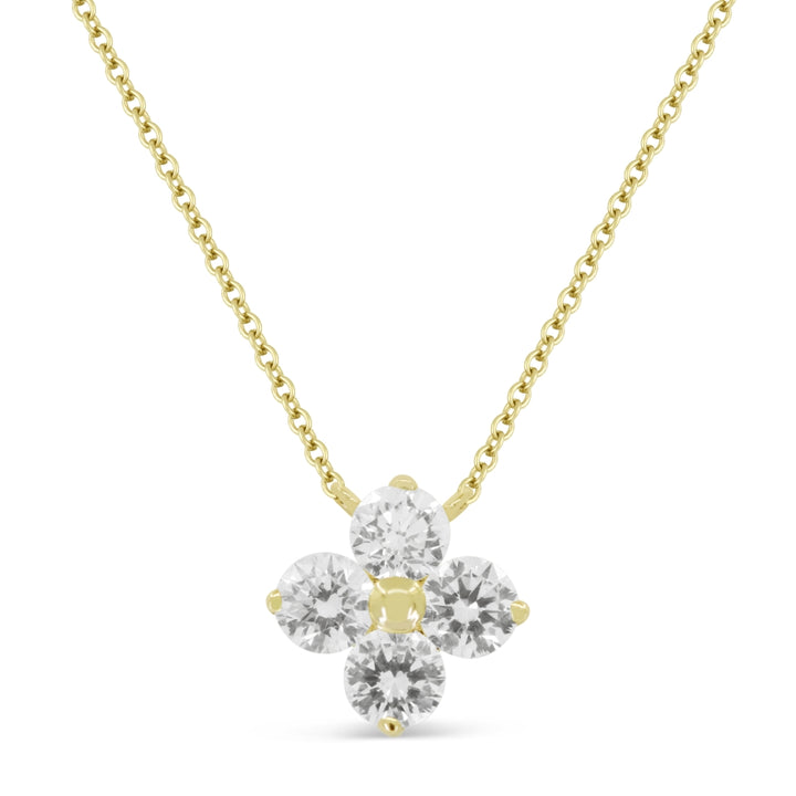 Madison L 14K Yellow Gold Diamond Flower Necklace - style N1771Y