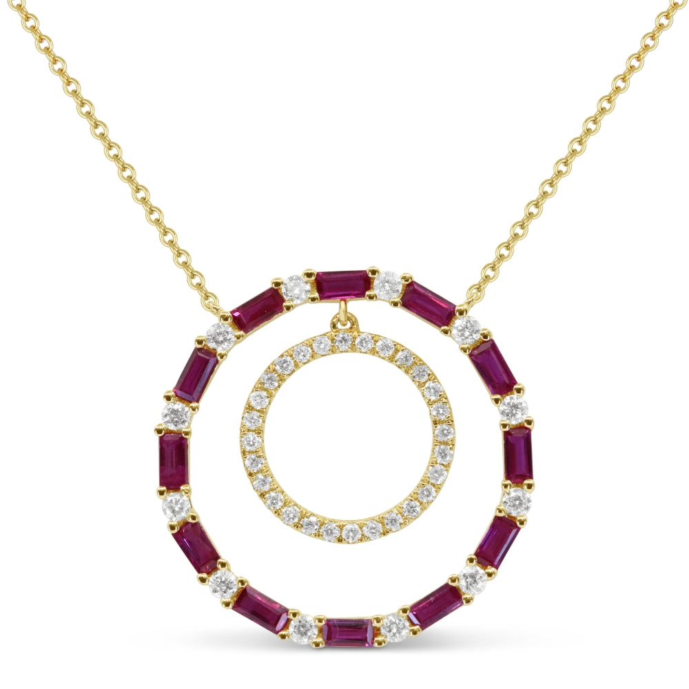 Madison L 14K Yellow Gold Ruby Round Necklace - style N1772RUY