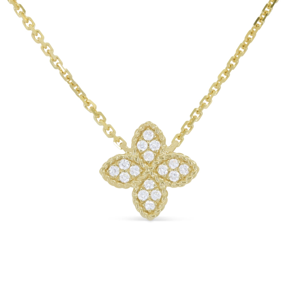 Madison L 14K Yellow Gold Diamond Flower Necklace - style N1773Y
