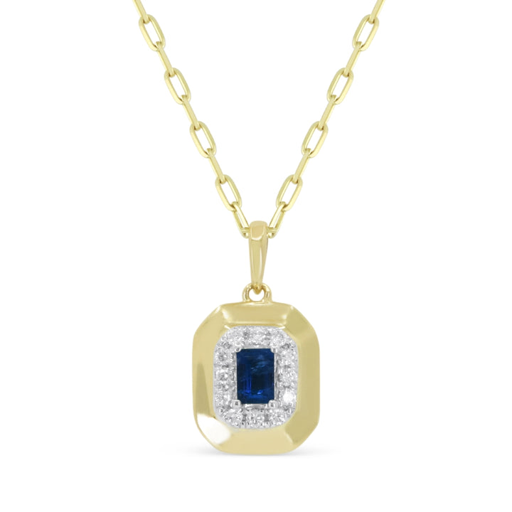 Madison L 14K Yellow Gold Sapphire Rectangle Pendant - style N1774SAY