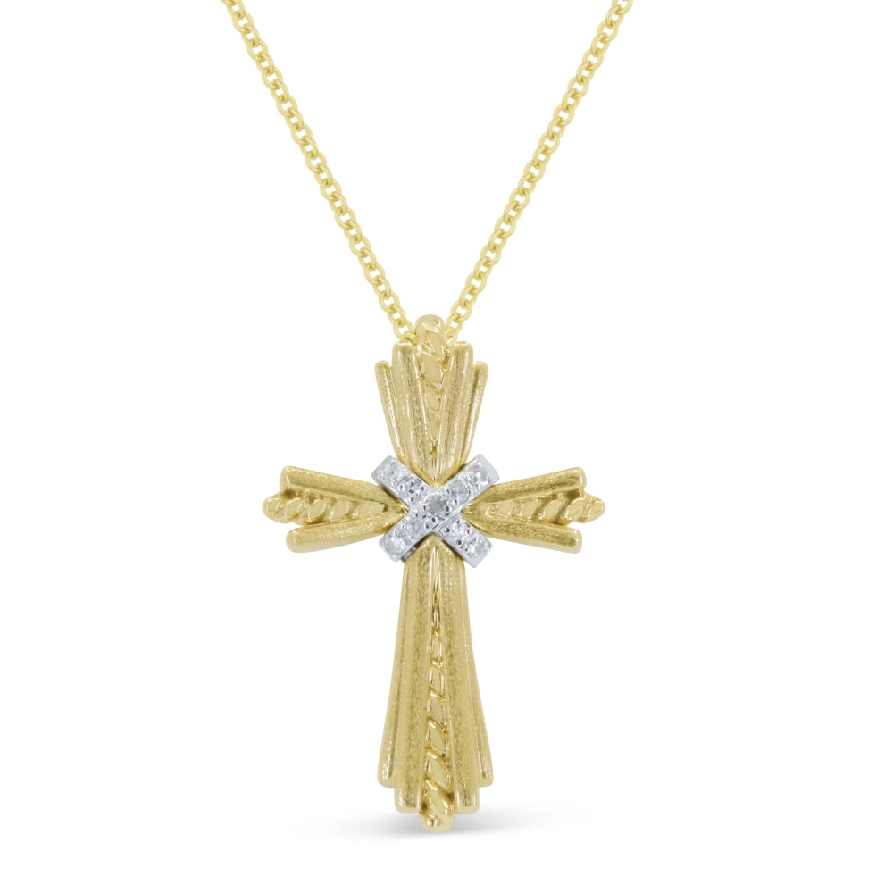 Madison L 14K Two Tone Gold Diamond Crucifix Cross Necklace - style N1776WY