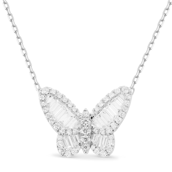 Madison L 14K White Gold Diamond Butterfly Necklace - style N1778W
