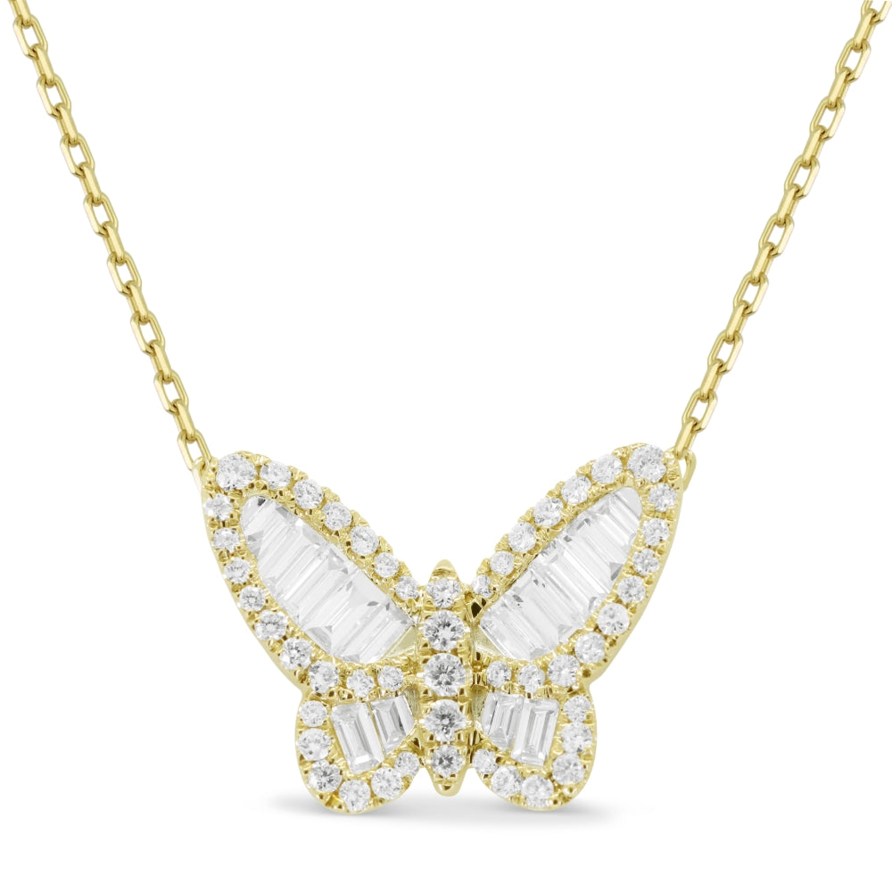 Madison L 14K Yellow Gold Diamond Butterfly Necklace - style N1778Y