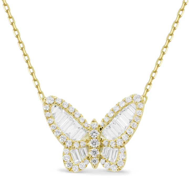 Madison L 14K Yellow Gold Diamond Butterfly Necklace - style N1778Y