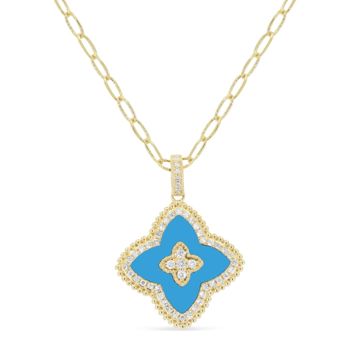 Madison L 14K Yellow Gold Turquoise Flower Pendant - style N1785TQY