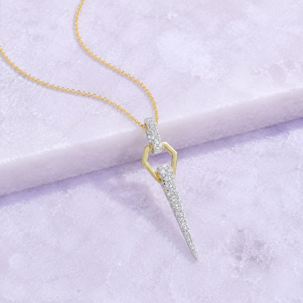 N1787 - 14K Two Tone Gold Diamond Pendant