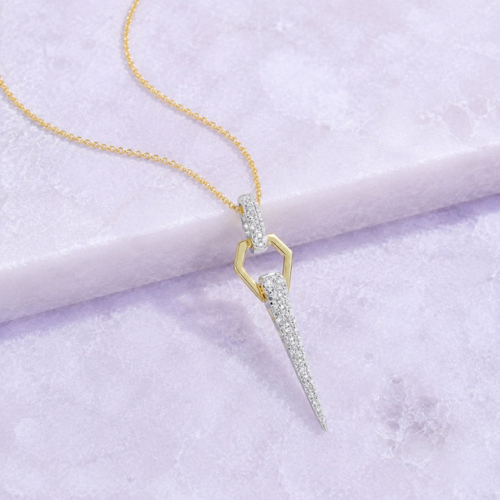 N1787 - 14K Two Tone Gold Diamond Pendant