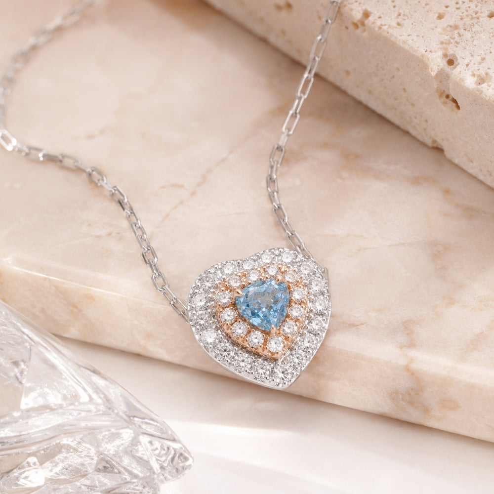 N1789 - 14K White Gold Fancy Color Diamond Heart Necklace
