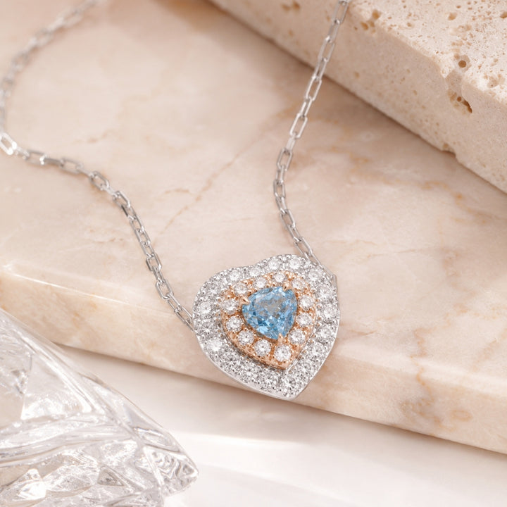 N1789 - 14K White Gold Fancy Color Diamond Heart Necklace