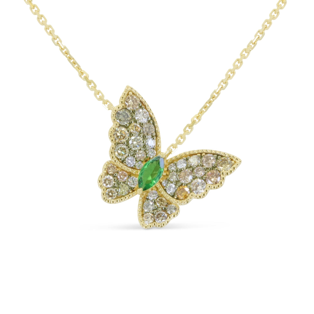 Madison L 14K Yellow Gold Multi Colored Sapphire Butterfly Necklace - style N1791FDY