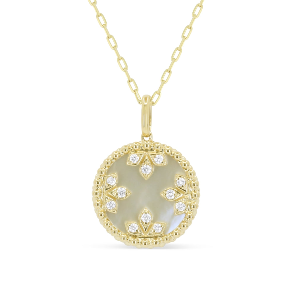Madison L 14K Yellow Gold Mother of Pearl Pendant - style N1798MOPY